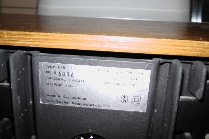 ReVox A78 mk1 back plate closeup