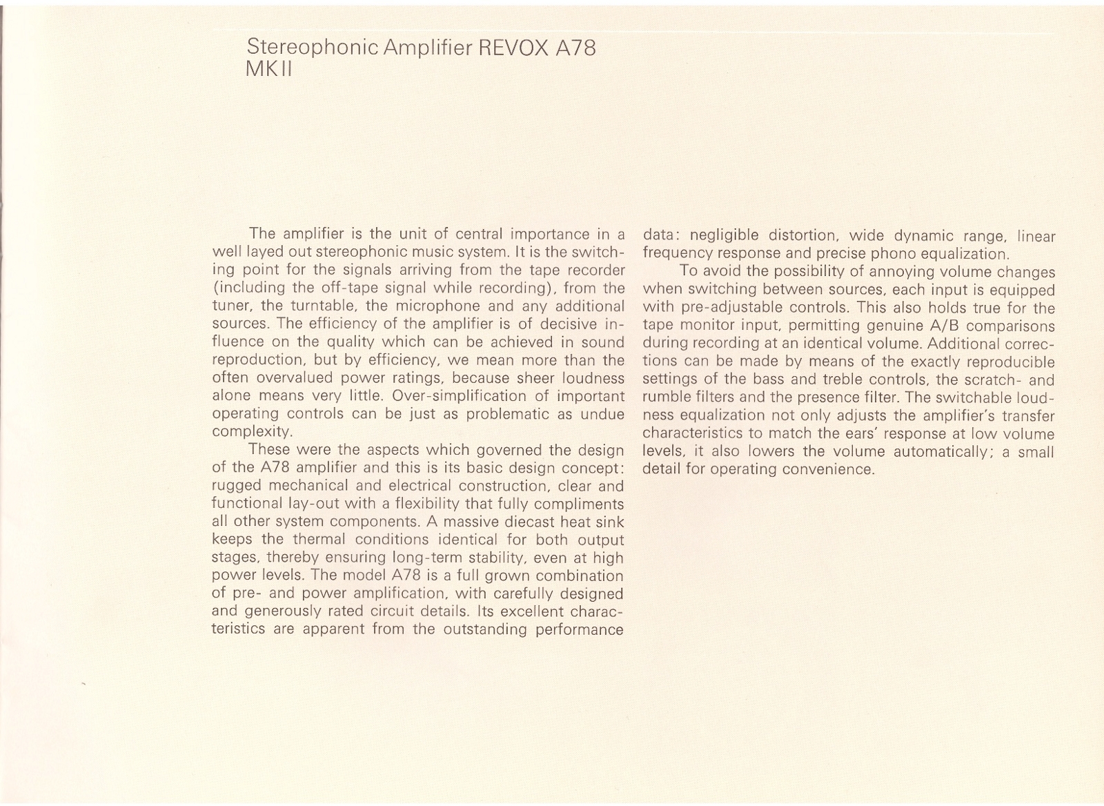 revox studer 1970s brochure revox a78 mk2