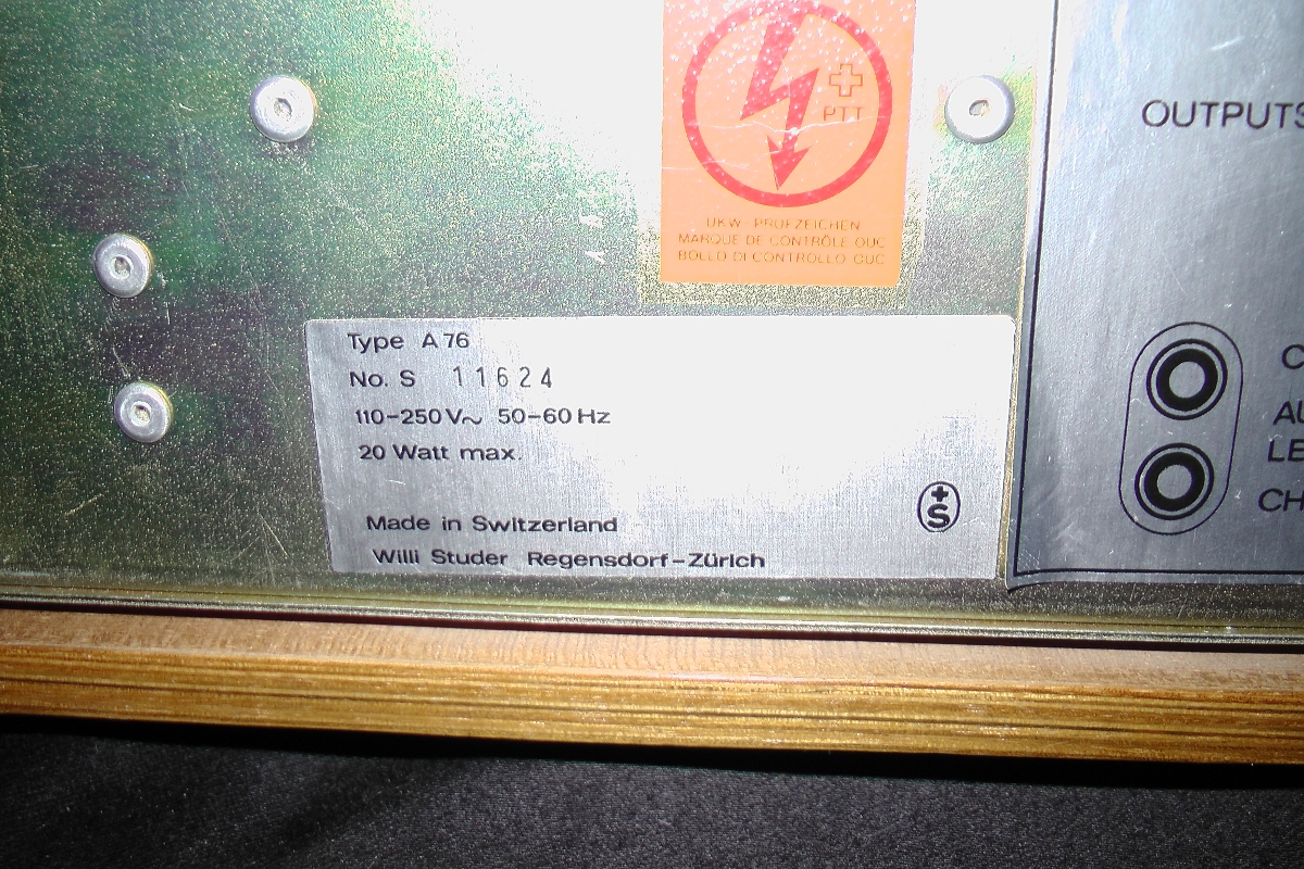 ReVox A76 mk2 back closeup