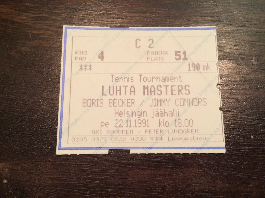 luhta masters 1991 tennis ticket