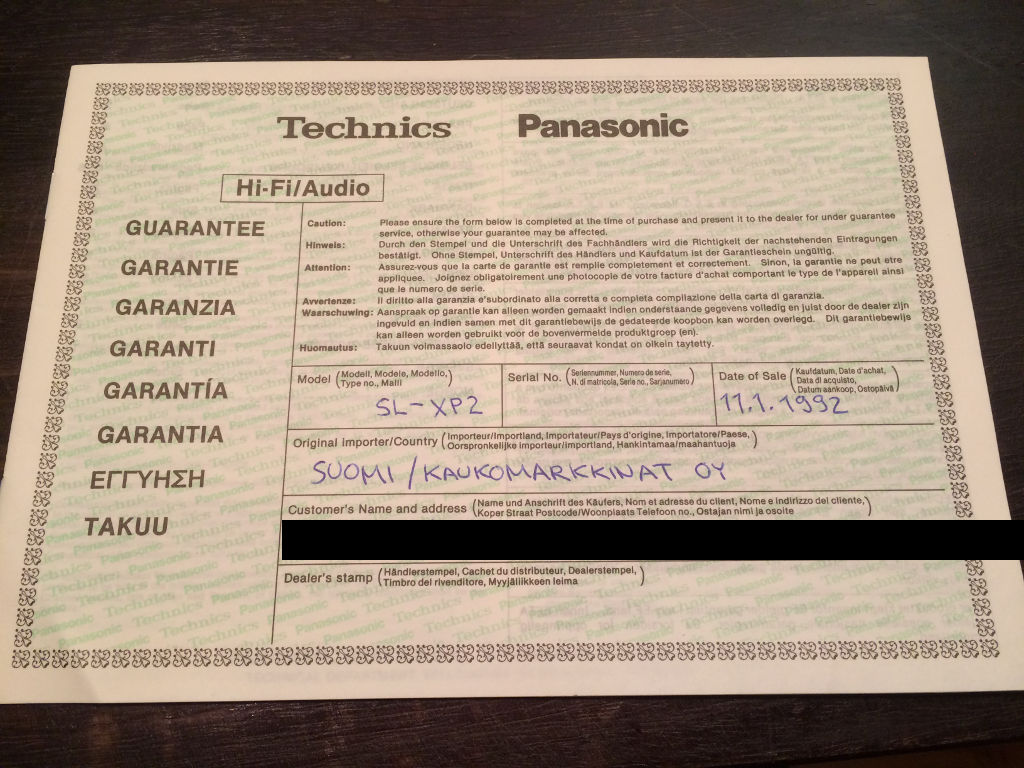 technics portable cd player guarantee