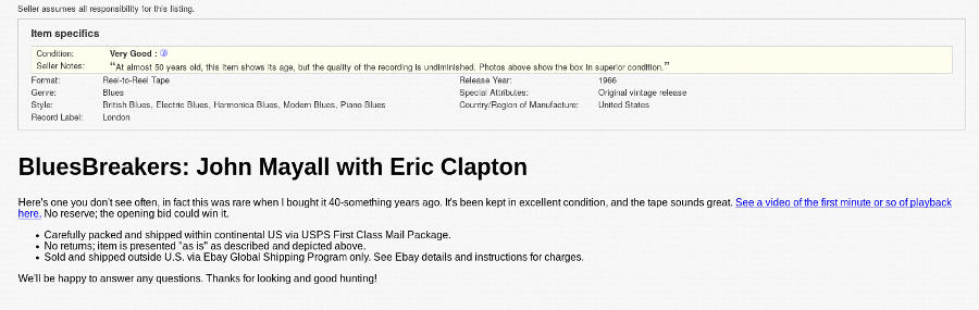 bluesbreakers ebay advertisement