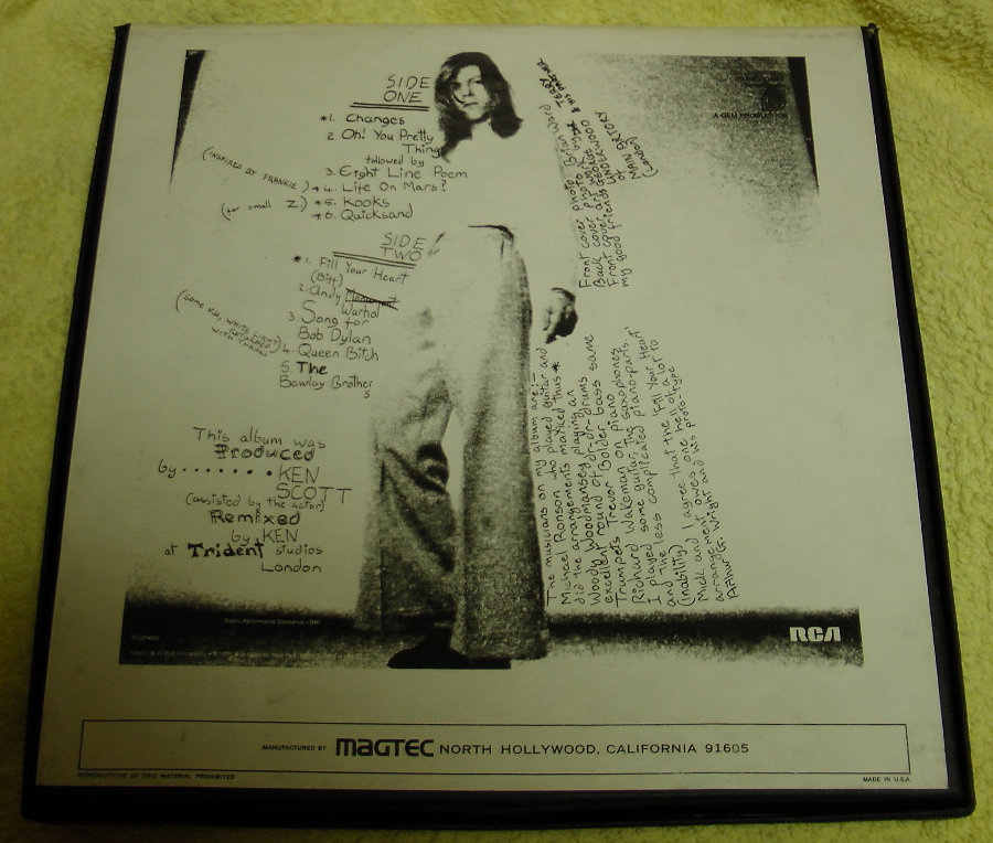 david bowie hunky dory reel box back