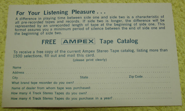 ampex tape catalog order form
