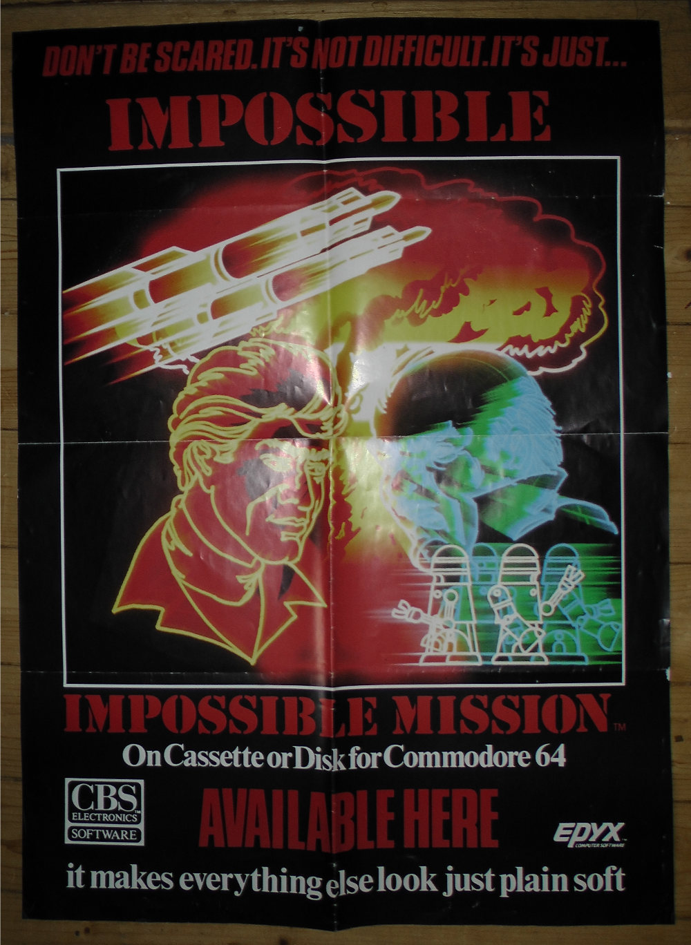 epyx commodore 64 impossible mission promo poster