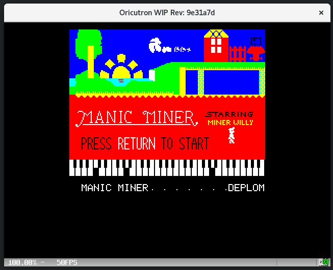 oric manic miner title screen