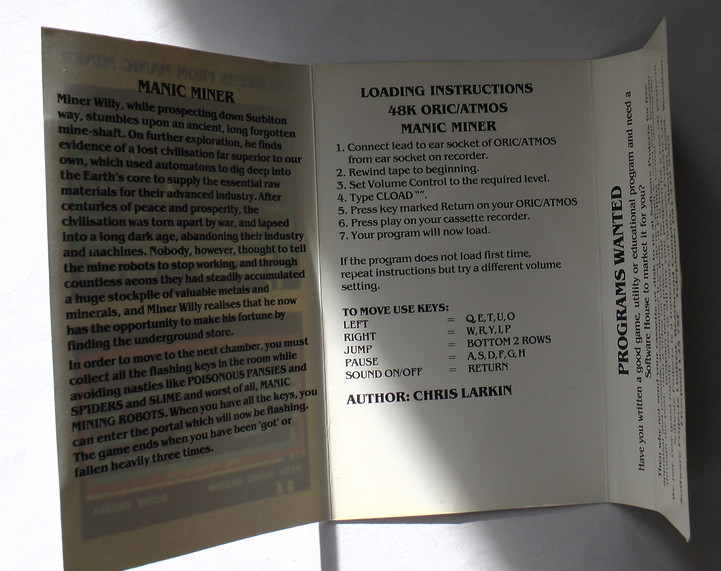 oric manic miner instructions